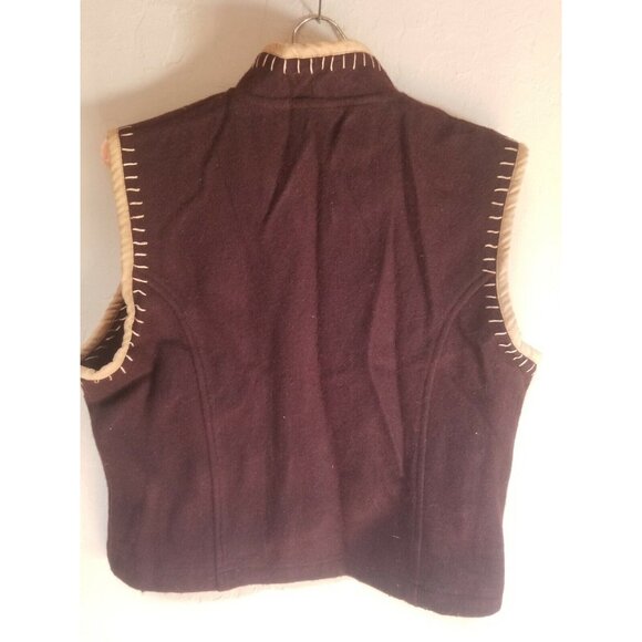 Gordon & James Shirt Company Womens Large Wool Blend Zip Vest Brown Lightweight - Picture 2 of 5
